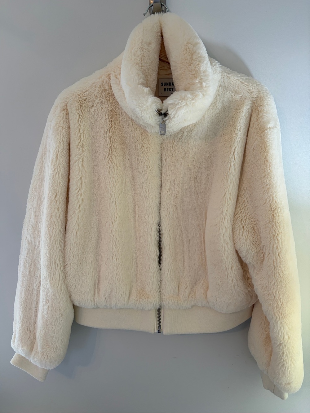 Sunday Best Aritzia Cream Sunday Best Bear Bomber JacketSize S